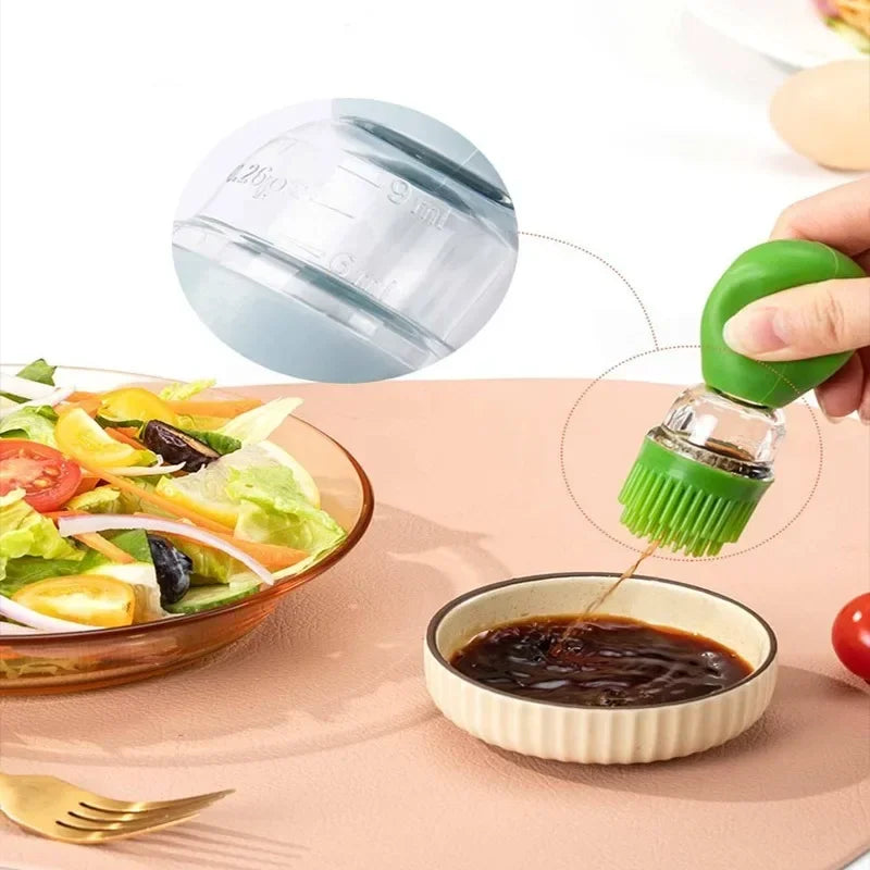 2 in 1 Silicone Dropper Measuring Oil Dispenser Bottle Glass Olive Oil Dispenser Bottle With Silicone Brush Cooking Kitchen Tool Peaceful Pleasures Health and Wellness