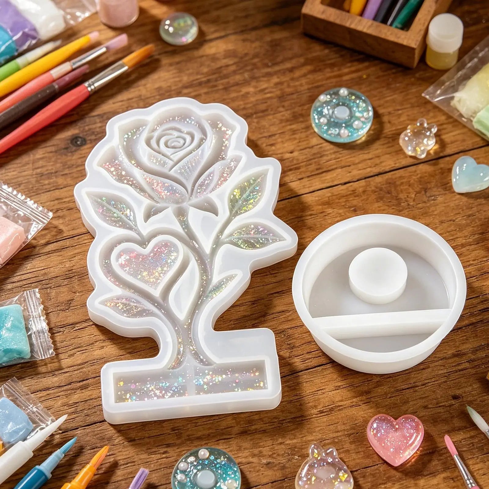 Resin Molds Silicone Rose Non-Stick Reusable Making Tea Light Candles Holder Epoxy Mold for DIY Crafts Home Decor Table Peaceful Pleasures Health and Wellness