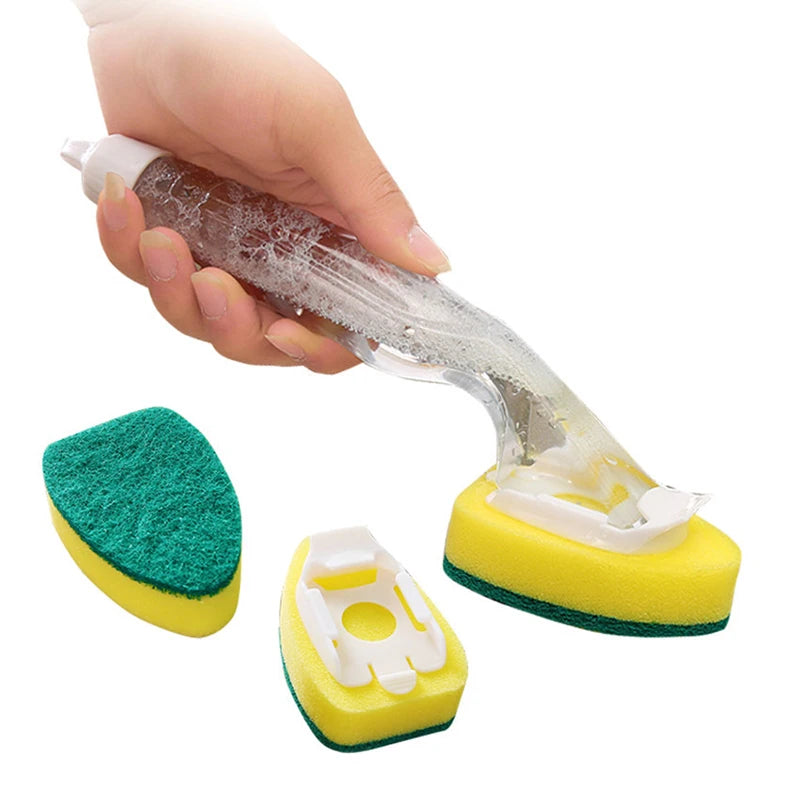 Dish Wand Soap Cleaning Brush Set Replacement Sponge Refill Liquid Washing Home Kitchen Sink Scrubber Cleaning Cleaning Tool Peaceful Pleasures Health and Wellness