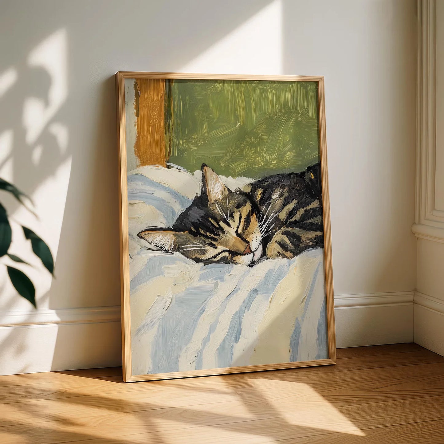 Sleeping Tuxedo Cat Canvas Wall Art | Unframed Cat Poster