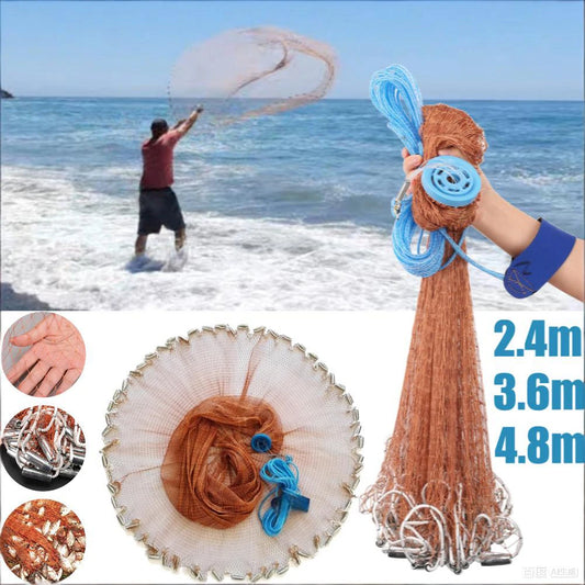 Saltwater Fishing Cast Net For Fish Shrimp Trap with Heavy Sinkers Throw Net Size 4ft/6ft/8ft Radius Freshwater Throw Nets Peaceful Pleasures Health and Wellness