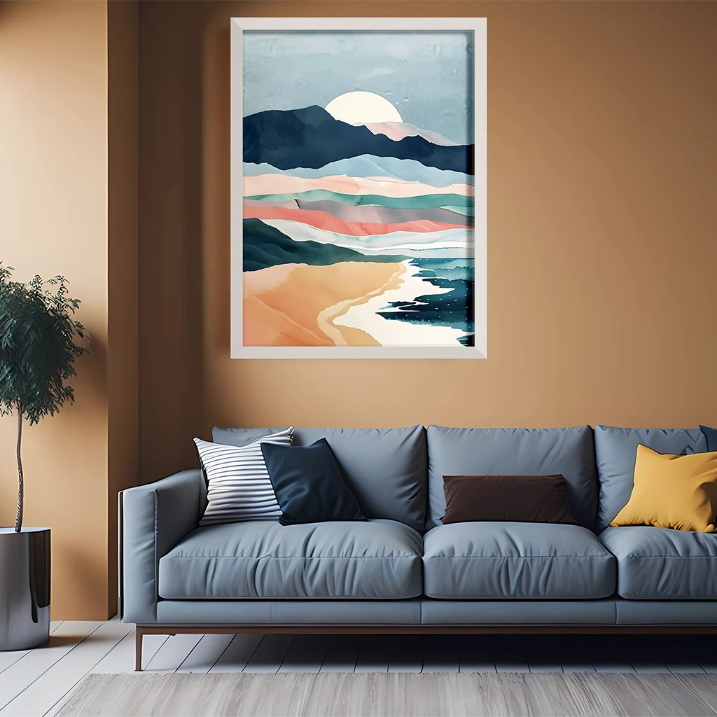 Coastal Mountain Sunset Canvas Wall Art | Modern Landscape Print Canvas Wall Art Peaceful Pleasures Health and Wellness