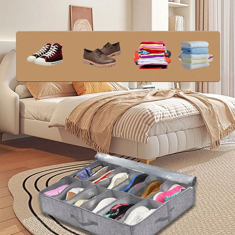 Shoe organizer, foldable, compartmentalized storage, dustproof and moisture-proof, better placement of anti-seasonal shoes Peaceful Pleasures Health and Wellness