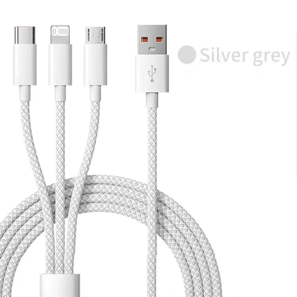3-in-1 USB-C Cable 66W Fast Charging – iPhone & Android