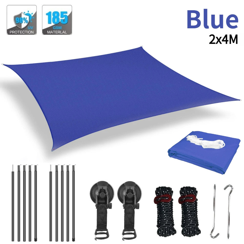 Rtractable Vehicle Awnings Waterproof UV-Resistant Sun Canopy 2x3M 2x4M Campervan Shelter for Car SUV Vans Outdoor Camping Tents Peaceful Pleasures Health and Wellness Blue 2x4M