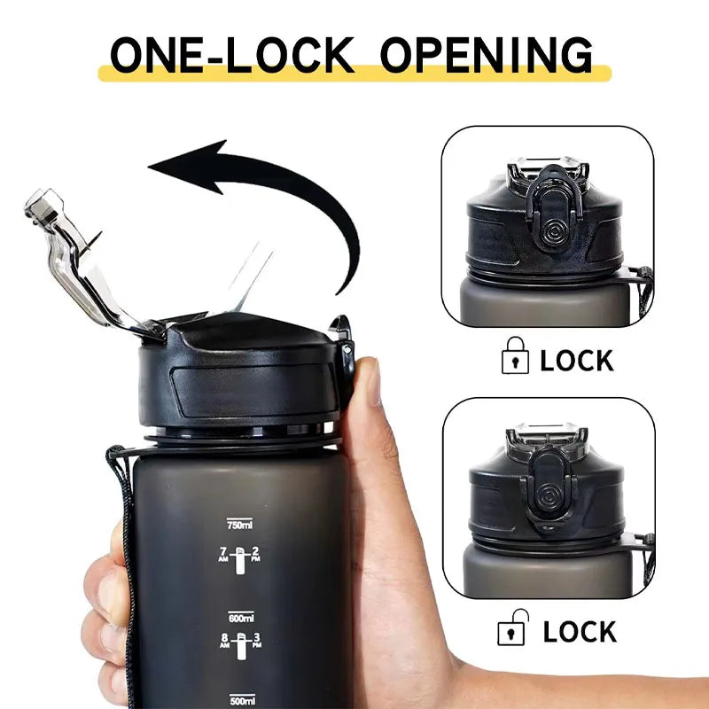 750ml Frosted Water Bottle with Strap – Leak-Proof & BPA-Free