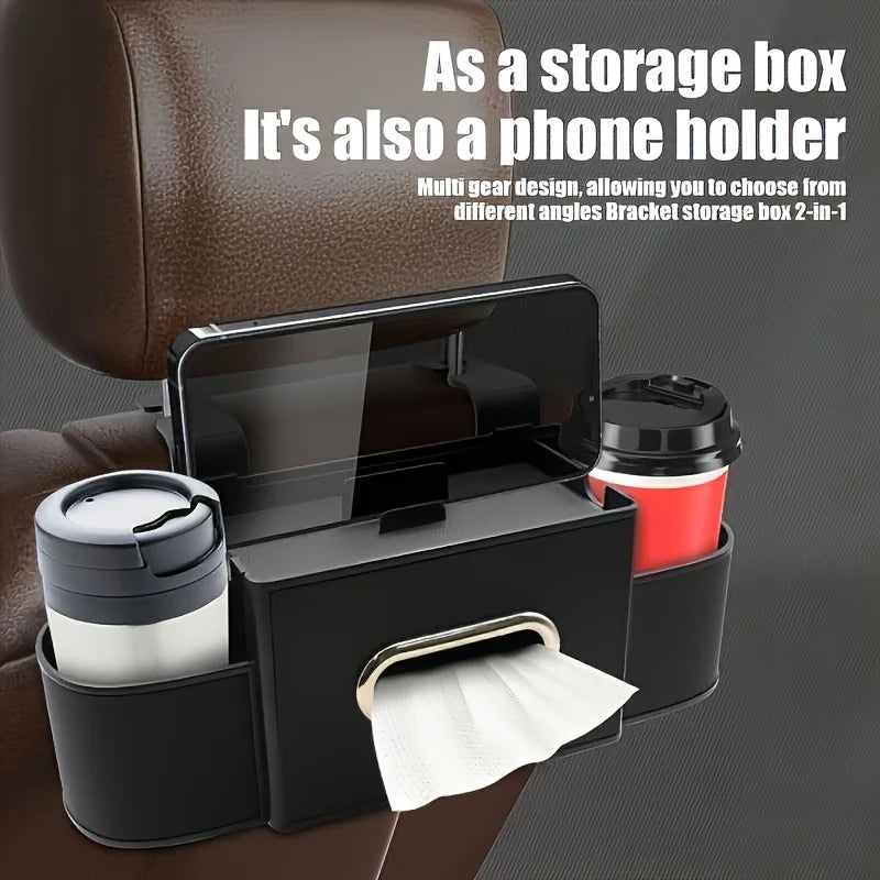 Car Seat Back Organizer | Cup Holders & Tissue Storage