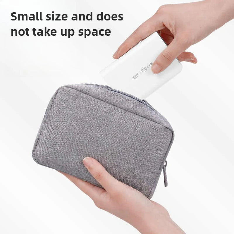 USB Cable Organizer Bag, Travel Essentials Pouch for Earphones Gadgets Storage, Digital Accessories & Makeup Case, Portable Peaceful Pleasures Health and Wellness