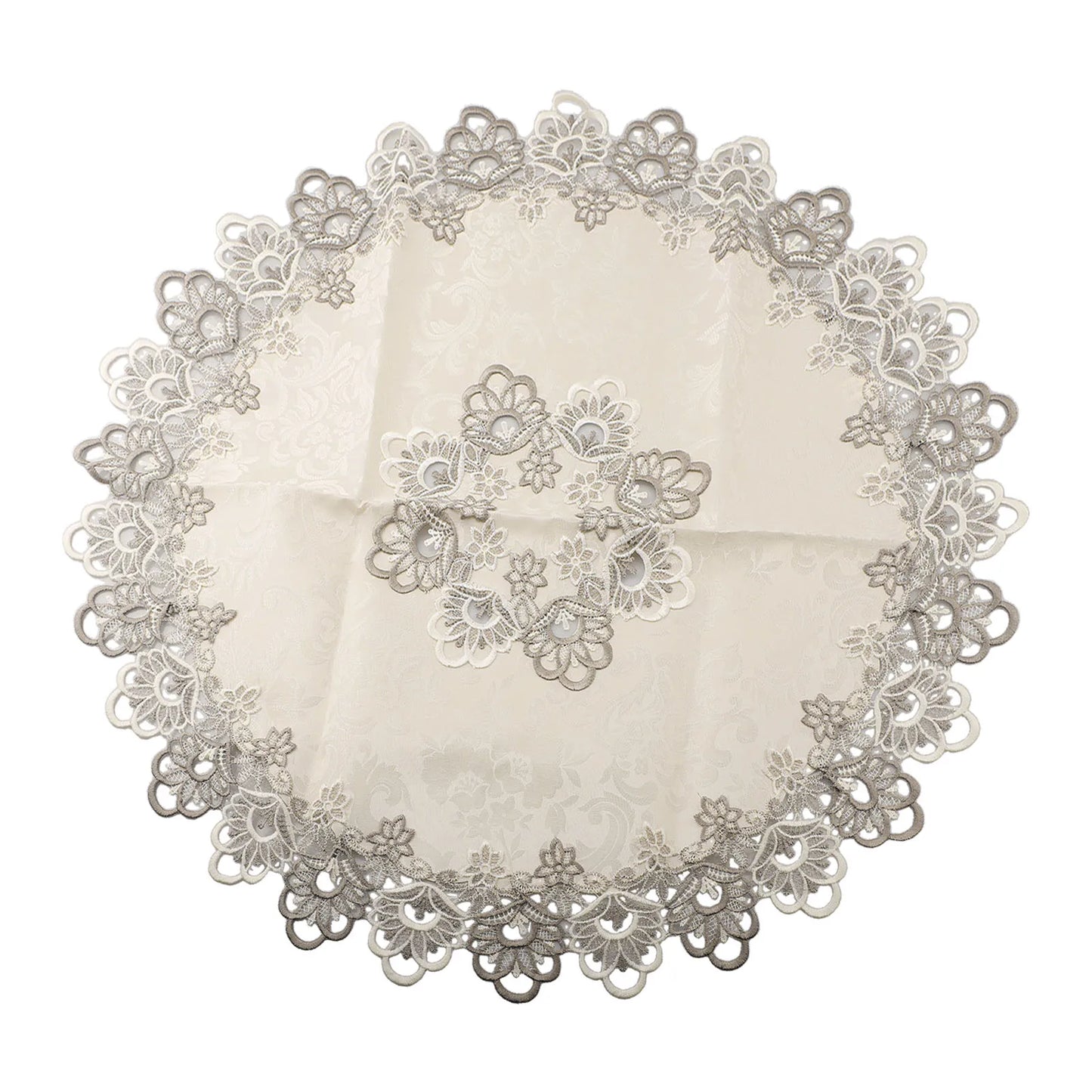 Round Tablecloth Lace Floral Table Cover Dustproof Home Festival