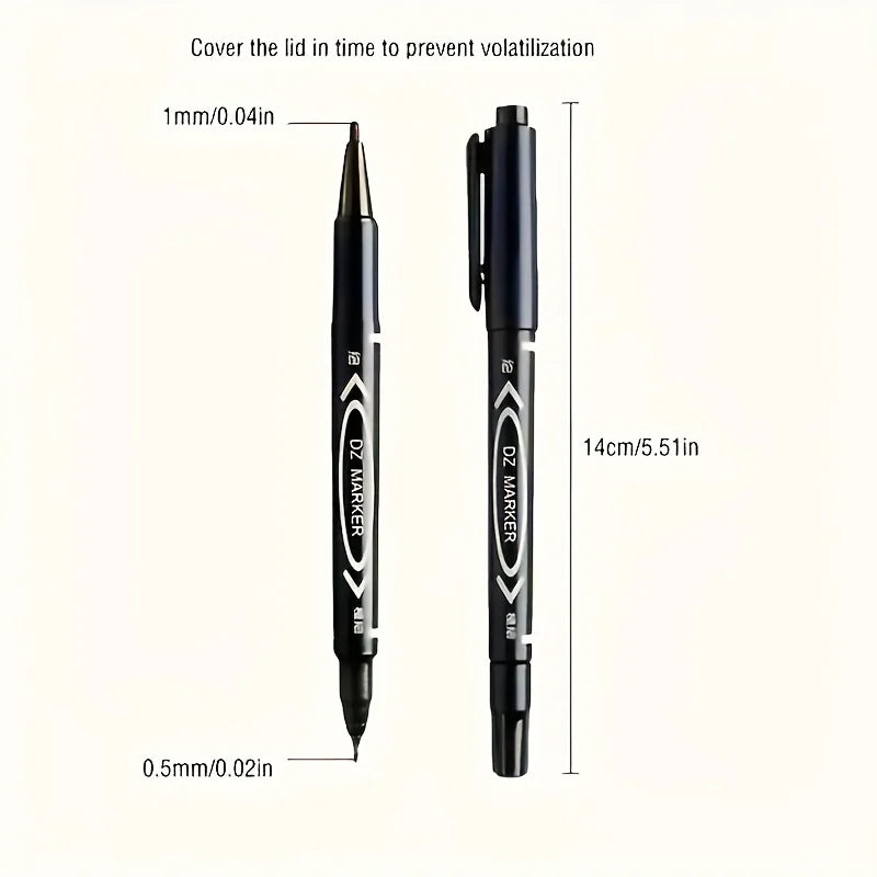 10 Double-Ended Permanent Markers | Fine & Broad Tip, Non-Toxic