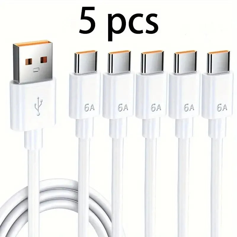 66W 6A USB Type C Super Fast Charging Cable Durable Reinforced Data Cord for Huawei Honor Xiaomi Samsung Phone Charger Peaceful Pleasures Health and Wellness 5pcs 2m