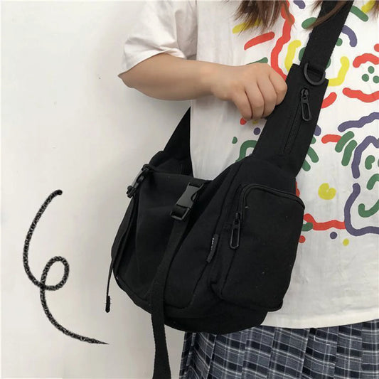 Retro Style Crossbody Bag Large Capacity Durable Canvas Messenger Bag with Adjustable Strap for Women Peaceful Pleasures Health and Wellness