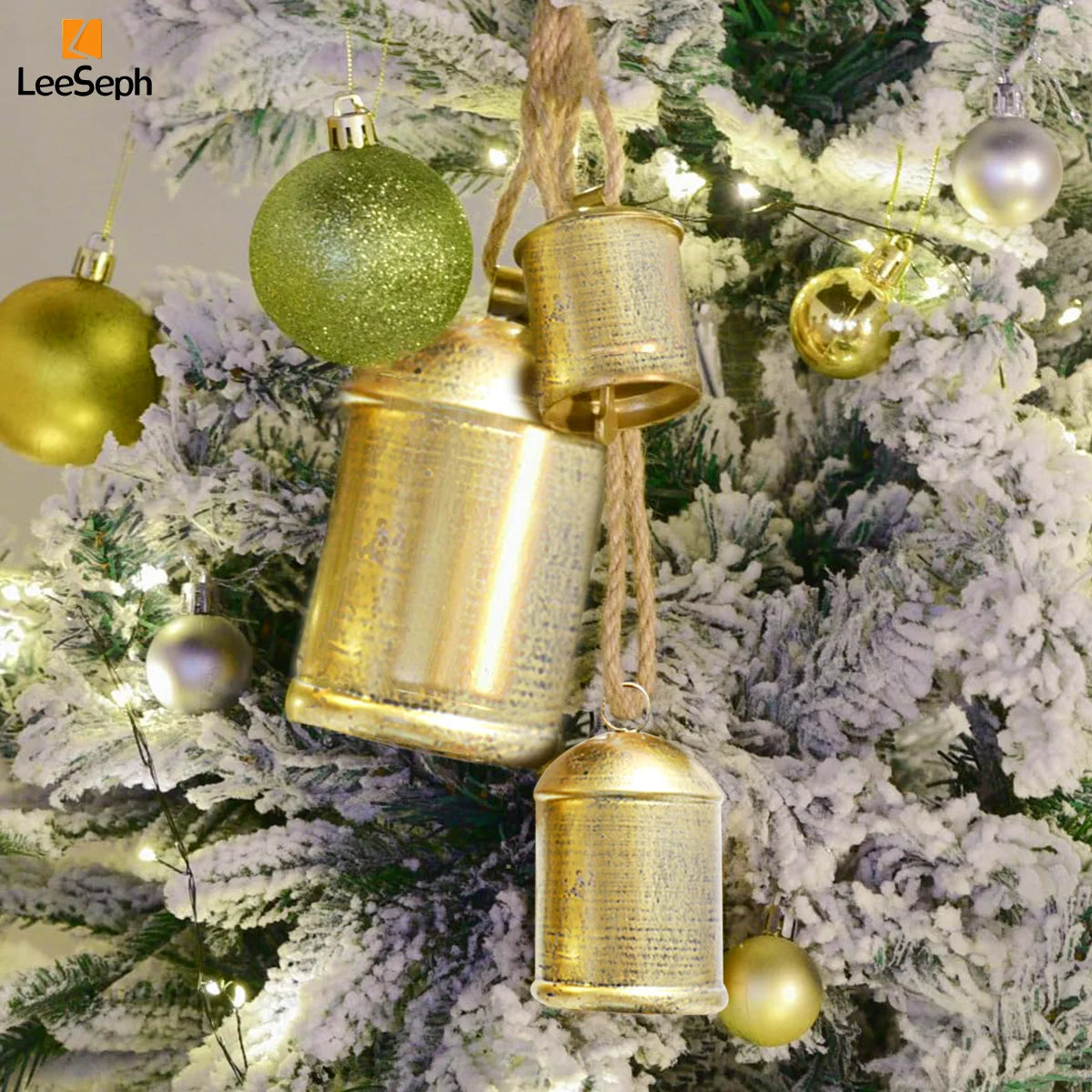Leeseph Christmas Hanging Bell Ornaments, Metal Bells for Festive Holiday Décor, Timeless Design, Perfect for Your Christmas Peaceful Pleasures Health and Wellness