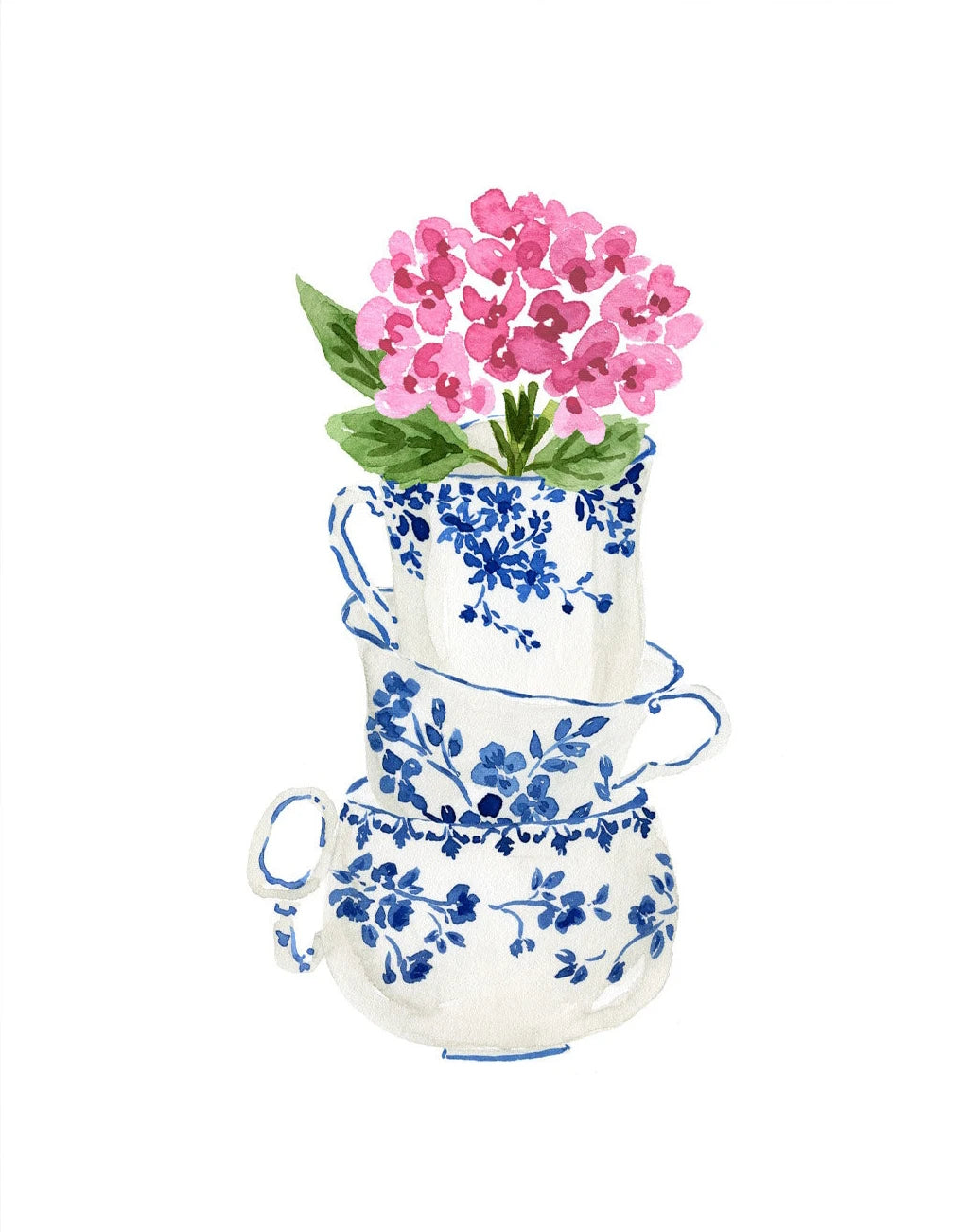 Watercolor Blue & White Vase Floral Canvas Wall Art | Unframed Canvas Wall Art Peaceful Pleasures Health and Wellness DM73-17 40x50cm Unframed
