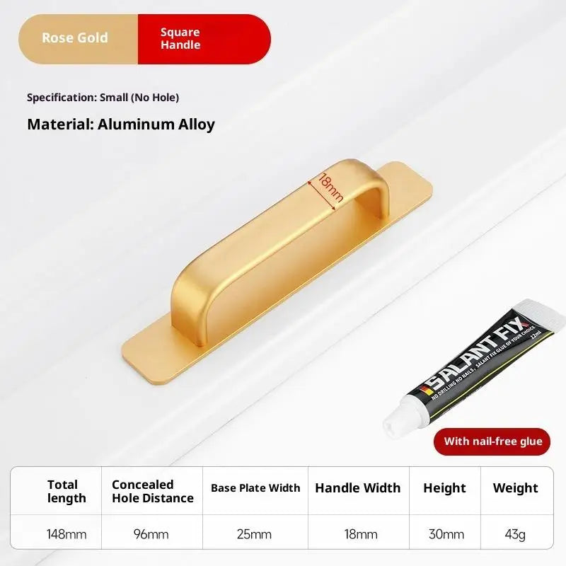 Aluminum Alloy Drill-free Handle Glass Sliding Door Window Drawer Wardrobe Push-pull Bathroom Sticker Door Handles Peaceful Pleasures Health and Wellness A31