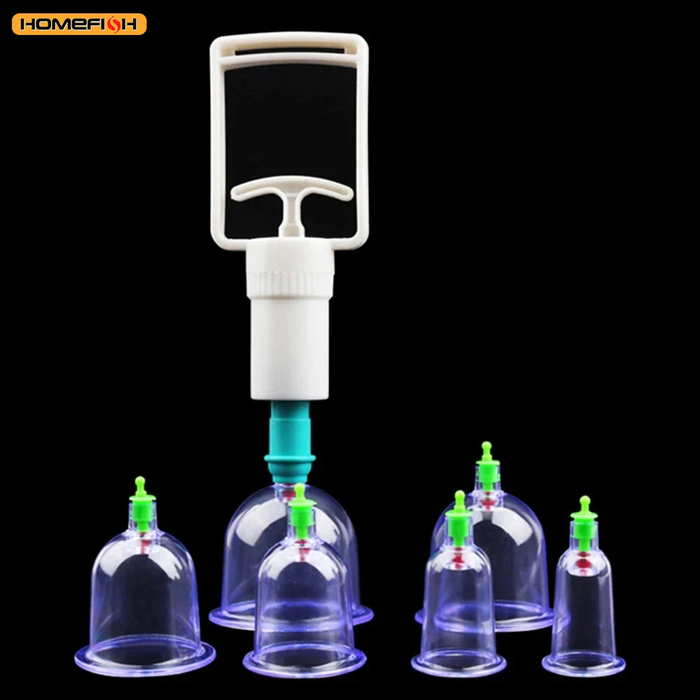 Vacuum Cupping Massage Kit – 6 Cups + Pump Gun | Anti-Cellulite