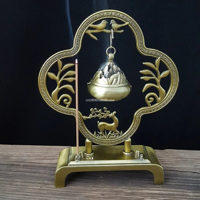 Lotus Flower Incense Burner Retro Hollow Out Zinc Alloy Hanging Lotus Burners Blessing Nasturtium Holder Home Office Decor Peaceful Pleasures Health and Wellness