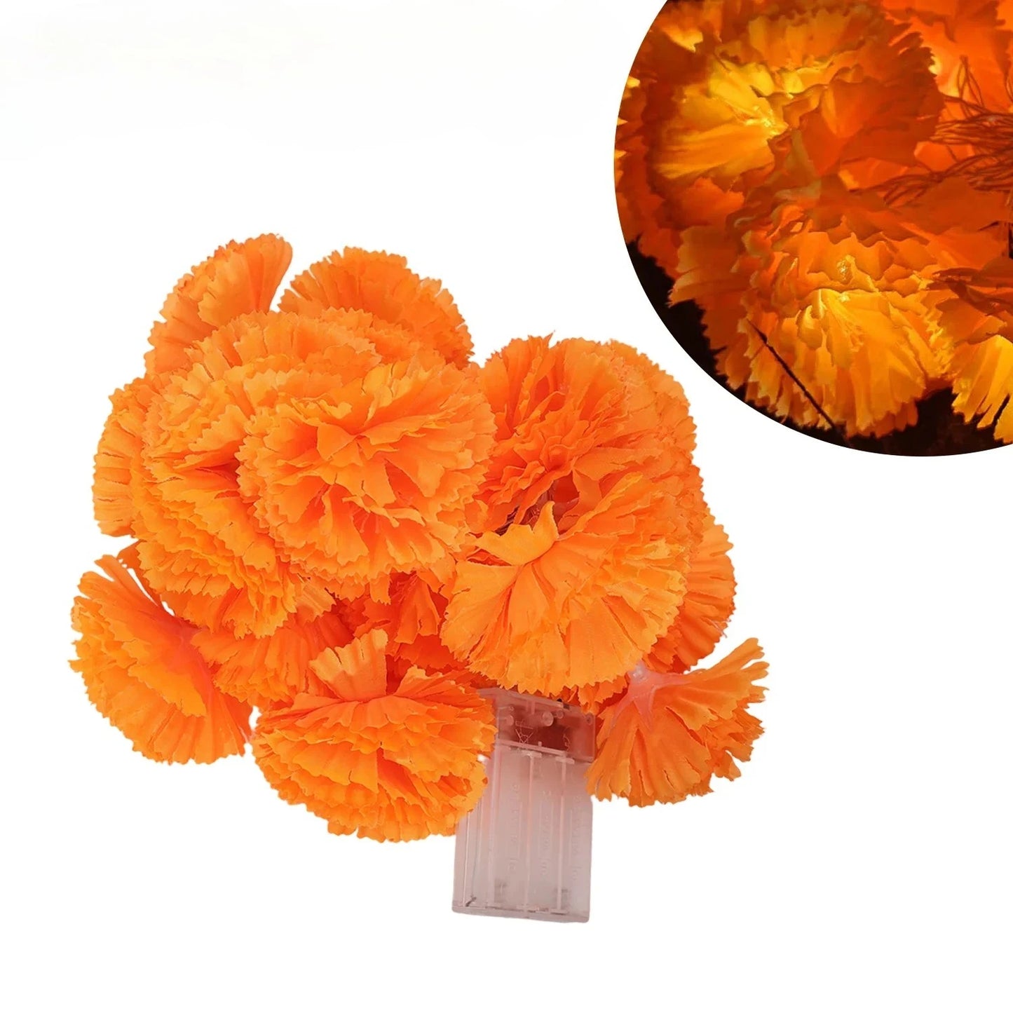 Marigold LED Flower String Lights | Artificial Chrysanthemum Decor
