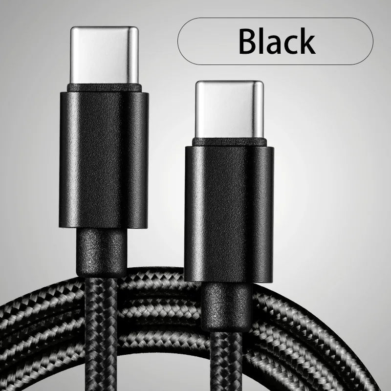 60W 5A USB C To Type C Fast Charging Data Cable USB Type C To Type-C Nylon Braided Fast Charging Charger Adapter Cable 1m 3m Peaceful Pleasures Health and Wellness Type-c to Type-c 1 1m