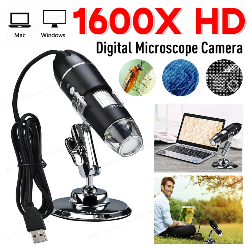 1600X USB Digital Microscope Camera with LED for Soldering
