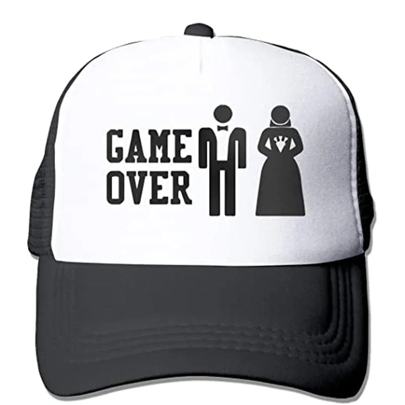 Groom Crew "Game Over" Hat | Bachelor Party Gamer Gift Bachelor Party Hat Peaceful Pleasures Health and Wellness game over
