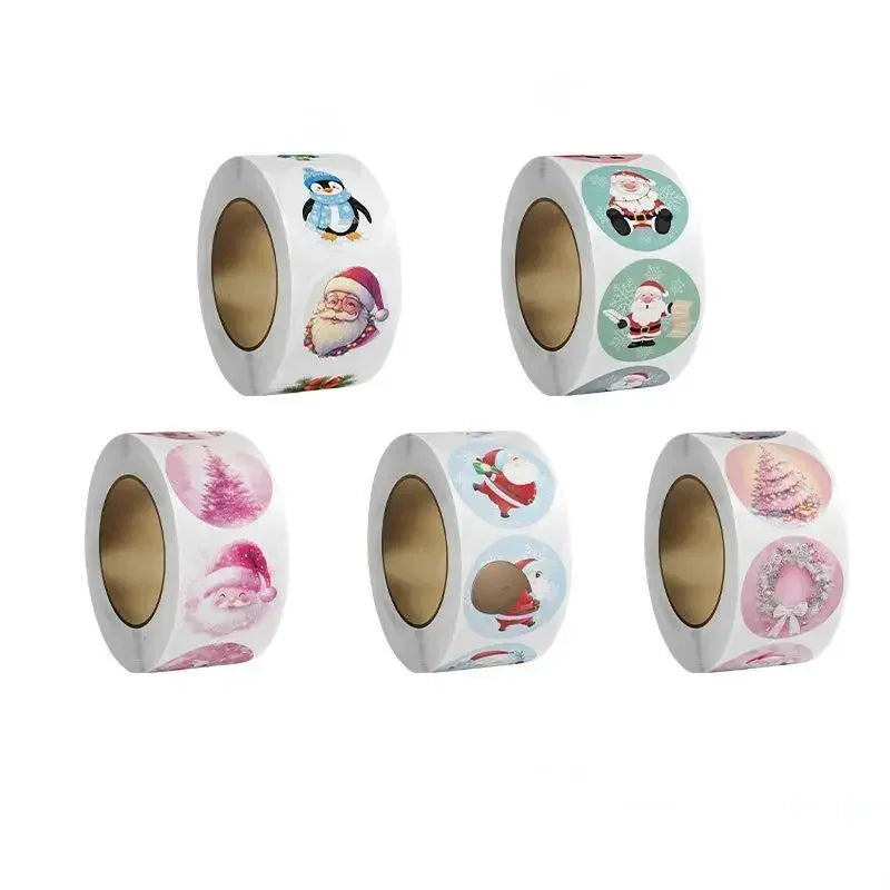 500 Christmas Round Stickers – Santa Seal Labels for Gifts