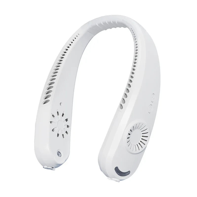 Fast Cooling Neck Fan with Spray Portable Quiet USB Rechargeable Long Battery Life Strong Wind for Students Travel Home Office Peaceful Pleasures Health and Wellness White