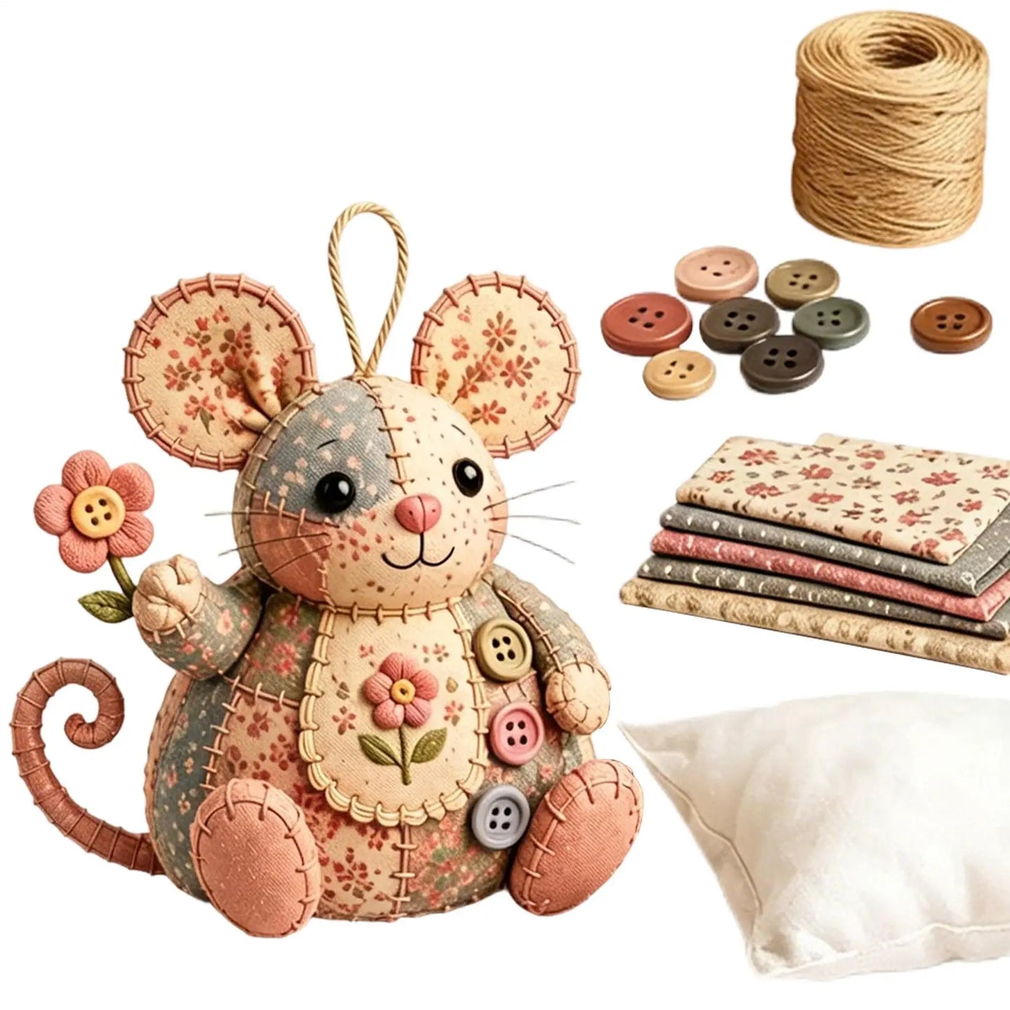 Patchwork Mouse DIY Sewing Kit | Floral Fabric Craft Set