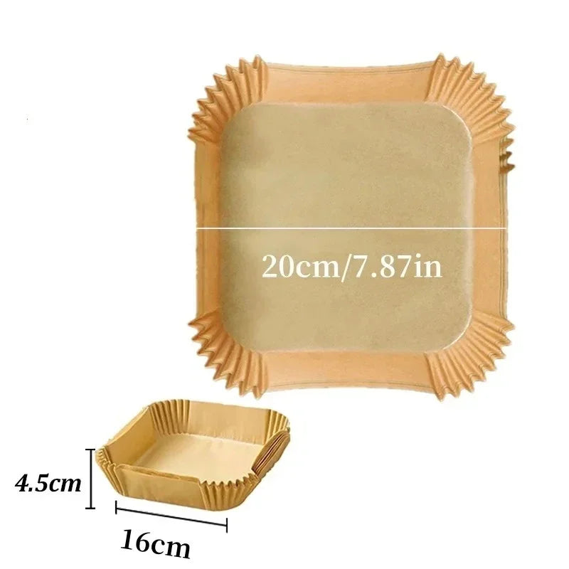 50/30 Pieces Kitchens Accessories Air Fryer Paper Kitchen Utensils Disposable Square Round Pastry Molds BBQ Plate Non-stick Pad Peaceful Pleasures Health and Wellness Square 20x16x4.5cm 50Pcs