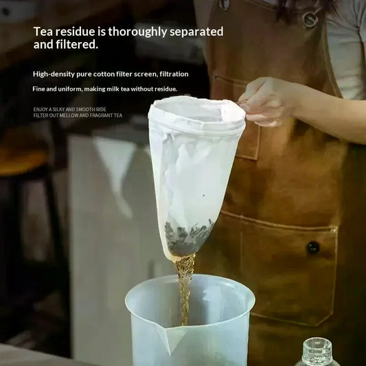Reusable Cotton Tea Filter Strainer | Stainless Steel Handle Tea Filter Strainer Peaceful Pleasures Health and Wellness