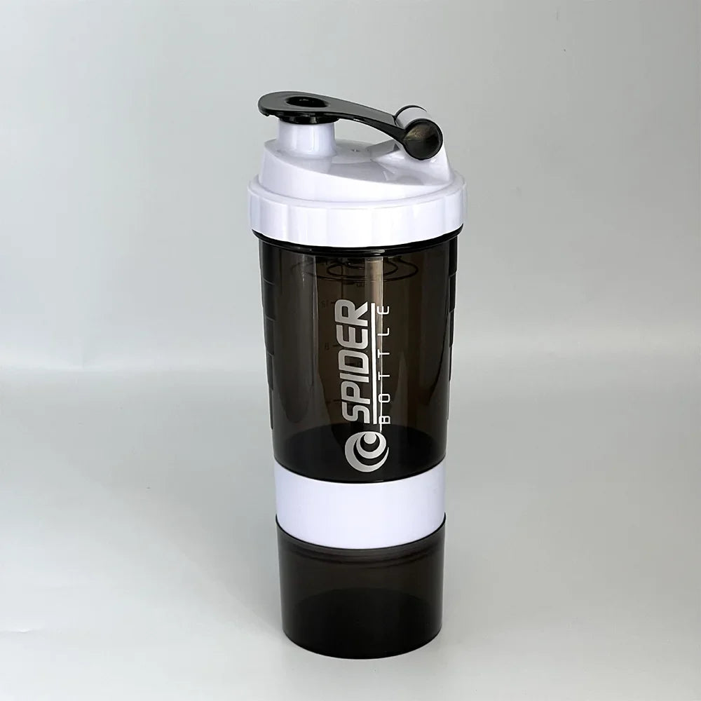 3-Layer Protein Shaker Bottle 600ml – Powder & Pill Storage