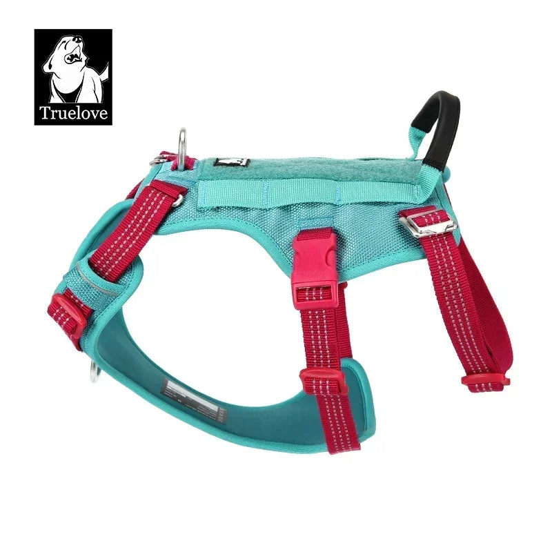 Truelove Escape Proof Pet Harness No Pull Reflective Adjustable Soft Padded Pet Vest Service Dog Harness Handle Climbing TLH7011 Peaceful Pleasures Health and Wellness Pool Blue L-chest 69-81CM Russian Federation