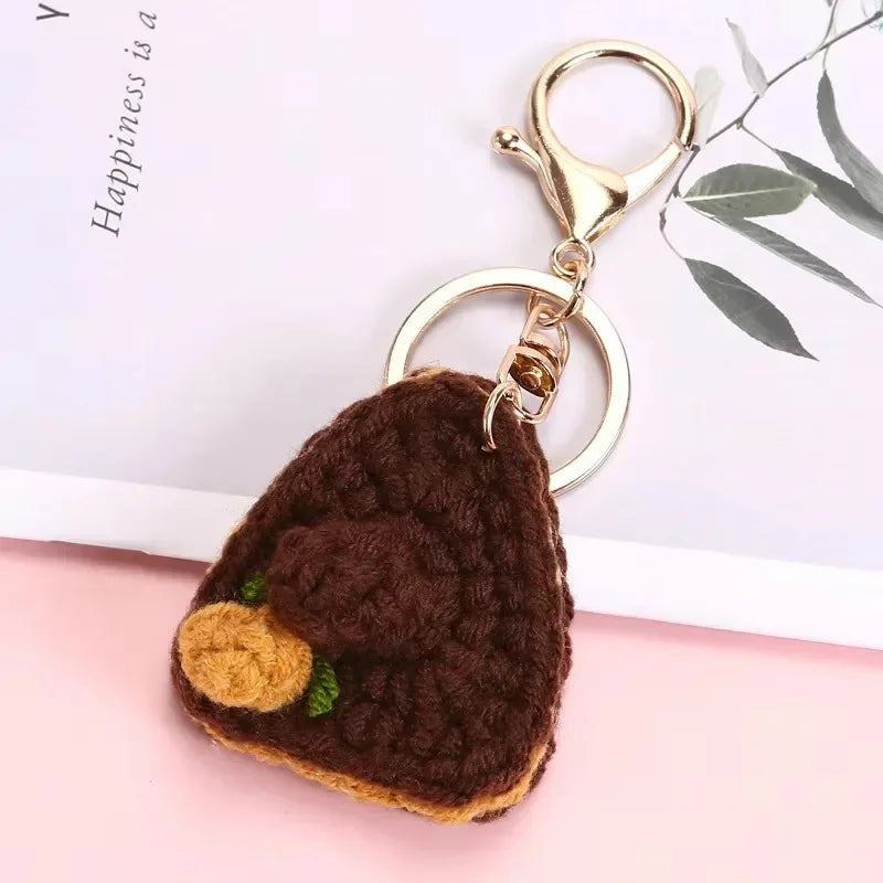 Handmade Knit Keychain Charms – Cute Burger & Ice Cream Pendant