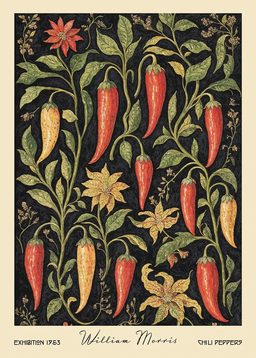 William Morris Retro Kitchen Fruit Canvas Wall Art | Dining Decor