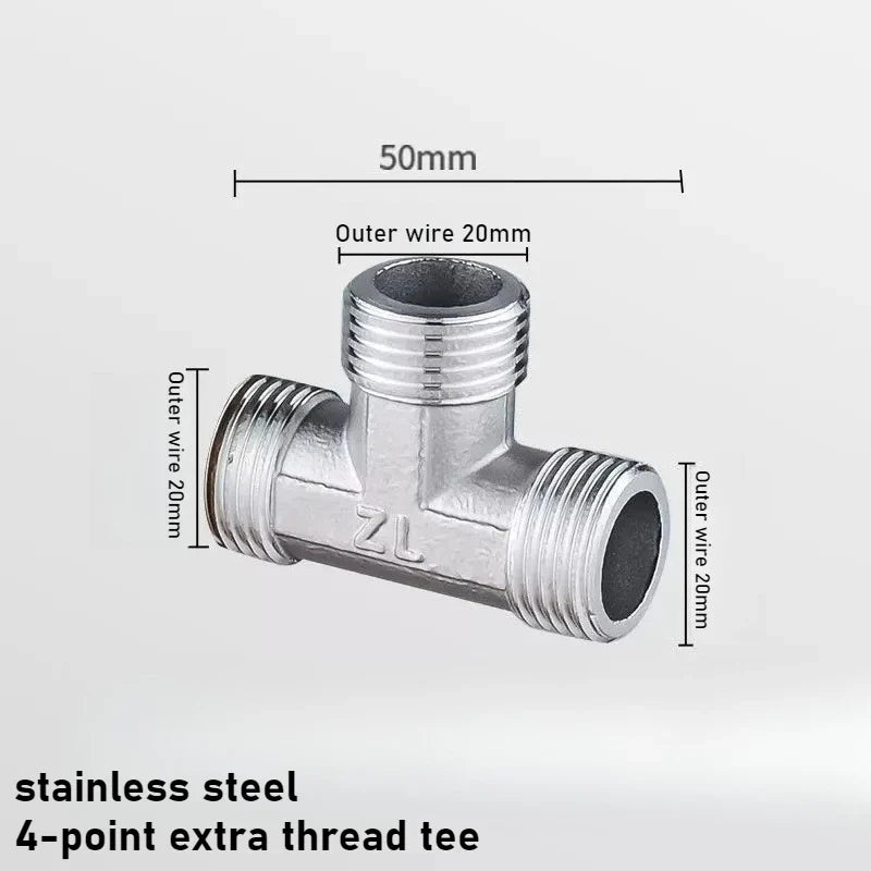 G1/2 Stainless Steel 3-Way T-Adapter Shower Water Splitter Valve