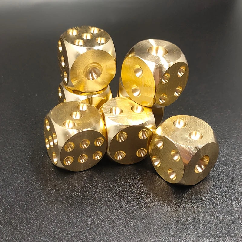 Elegant Brass Dice Carved Board Game Set, Perfect for Bar Games & Tabletop Fun, Unique Gift Idea for Gamers & Collectors Peaceful Pleasures Health and Wellness