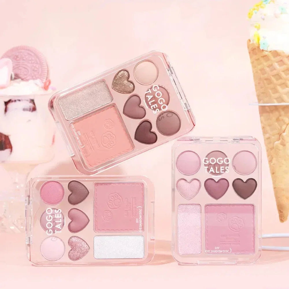 Gogotales Heart Eyeshadow Palette – Purple Peach Shimmer Blush