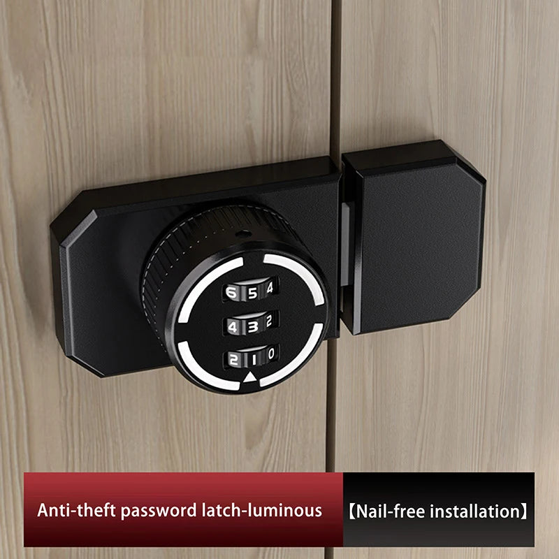 New 1 Set No-Punch Combination Door Lock 3 Digit Password Cabinet Locks With Combination Latch For Closet Door Door Peaceful Pleasures Health and Wellness Luminous