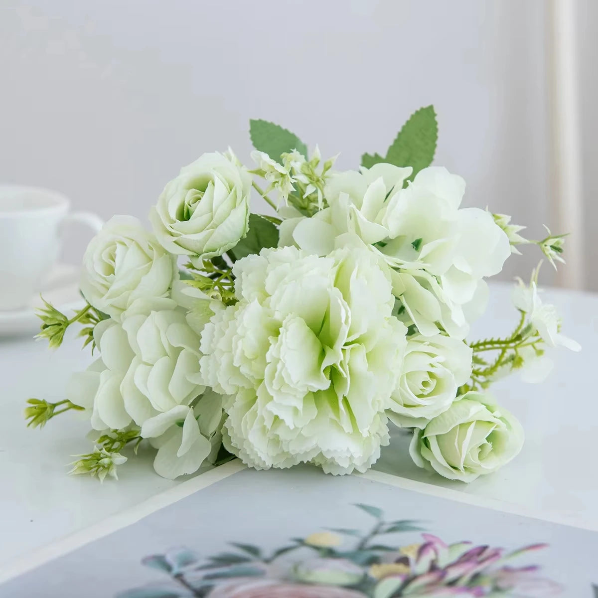 Artificial Silk Rose & Carnation Bouquet | Wedding Home Decor
