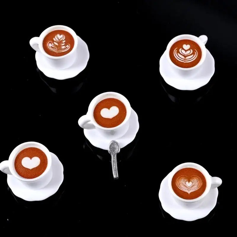 Miniature Coffee Cup Saucer & Spoon Set | Dollhouse Pretend Play