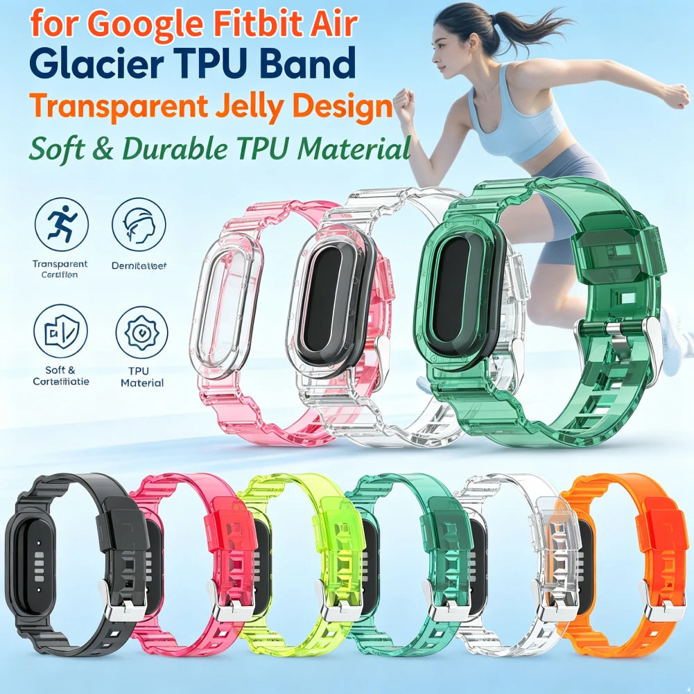 Clear TPU Watch Band Strap with Protective Case for Google for Fitbit Air, Transparent Replacement Wristband for Men Women Peaceful Pleasures Health and Wellness