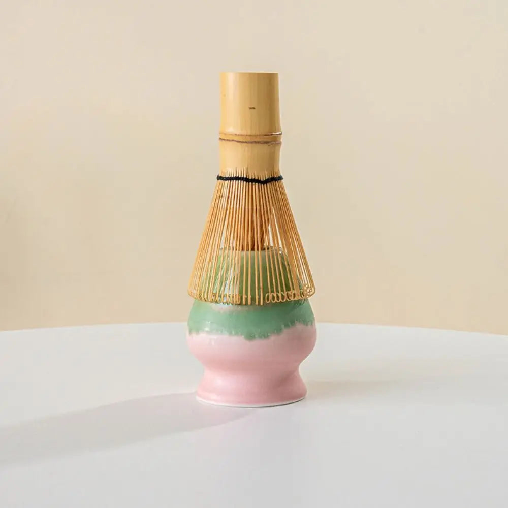 Ceramic Matcha Bowl with Pouring Spout & Whisk Holder Set