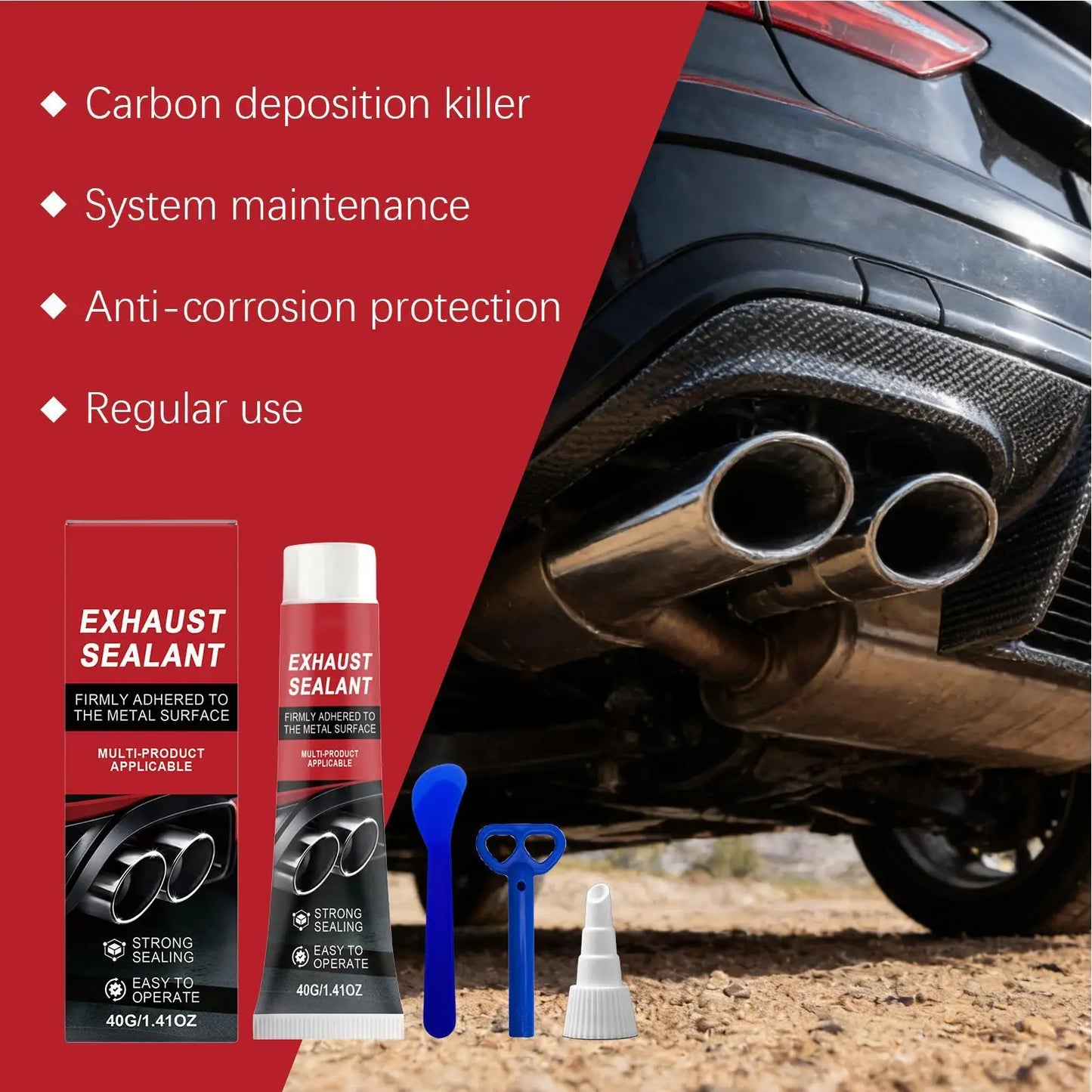Exhaust Sealant 40g High Temp Leak Proof Paste Muffler Cement Repair Kit for Car Motorcycle Truck RV Pipe Crack Hole Peaceful Pleasures Health and Wellness