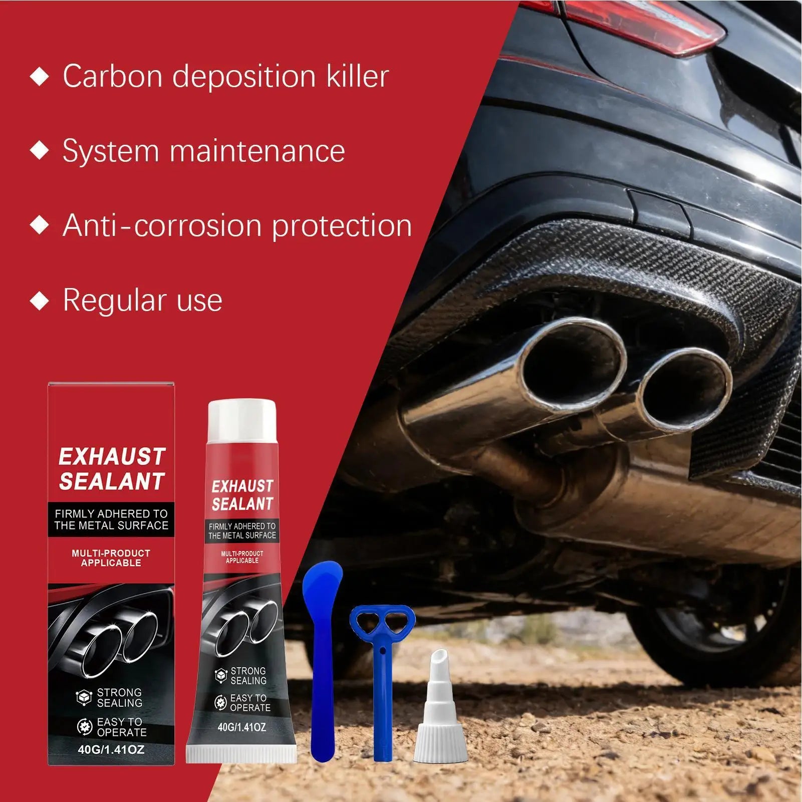 Exhaust Sealant 40g High Temp Leak Proof Paste Muffler Cement Repair Kit for Car Motorcycle Truck RV Pipe Crack Hole Peaceful Pleasures Health and Wellness
