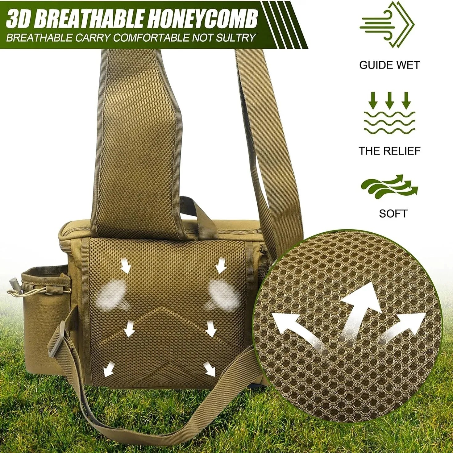Fishing Tackle Backpack Fishing Fanny Pack Crossbody Bag Fishing Tackle Box Organizer with Rod & Gear Holder, Ideal for Fishing Peaceful Pleasures Health and Wellness