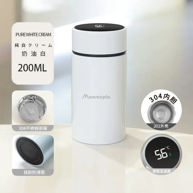 Temperature Display Thermos Cup Thermos Stainless Steel 200ml Gift Mini Pocket Cup Drinkware Kitchen Dining Bar Home Smeg Bottle Peaceful Pleasures Health and Wellness 03 304 stainless steel