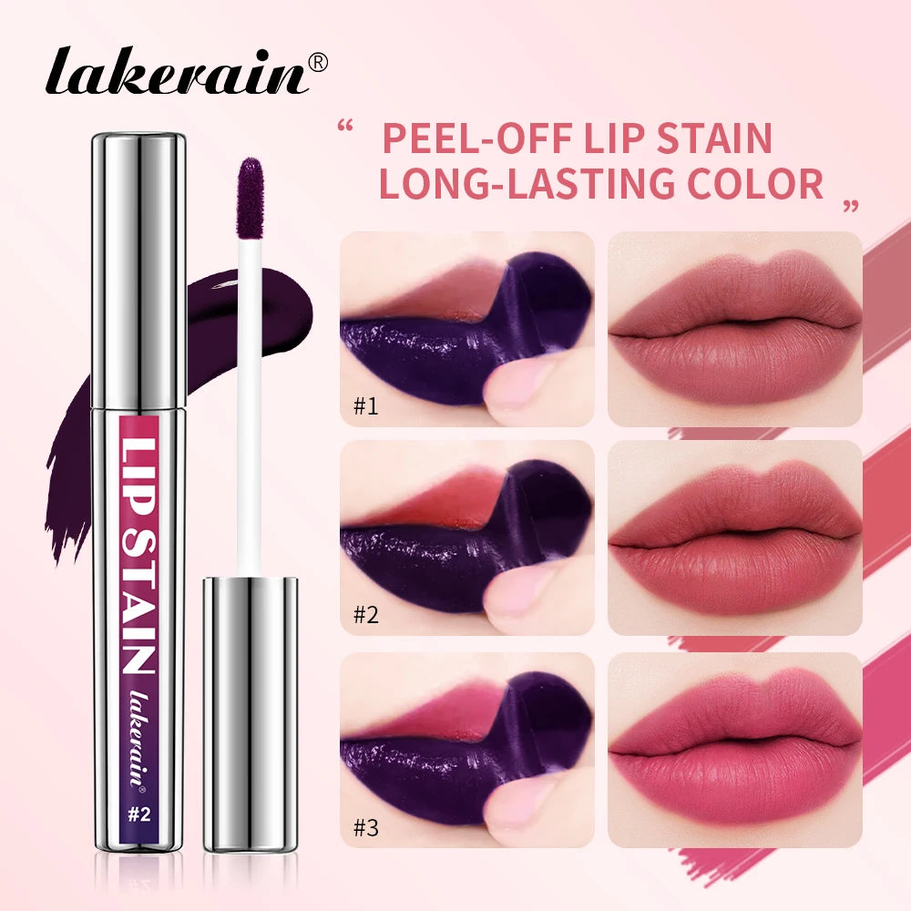 3Color Metallic Lip Stain Peel Off Long Lasting Waterproof Pink Lip Tint Proof Natural No Fading Lip Gloss Cosmetic Women's Gift Peaceful Pleasures Health and Wellness
