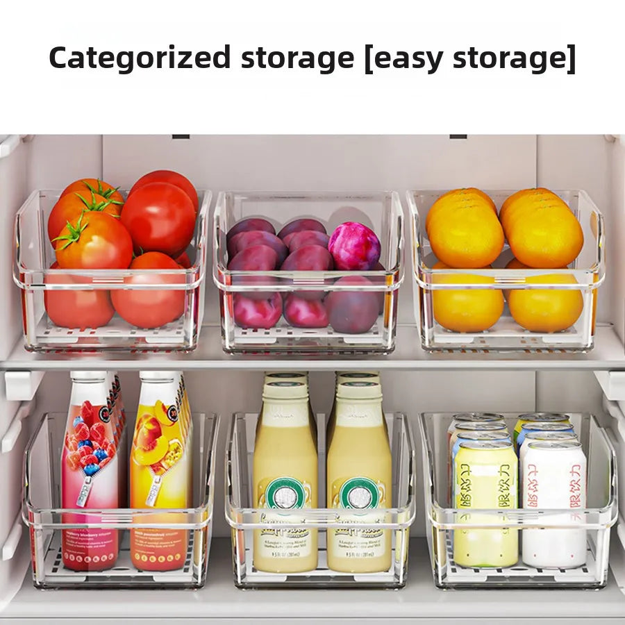 Clear Fridge Organizer Bins with Handle – Refrigerator, Freezer, Kitchen Cabinet & Pantry Organization Storage