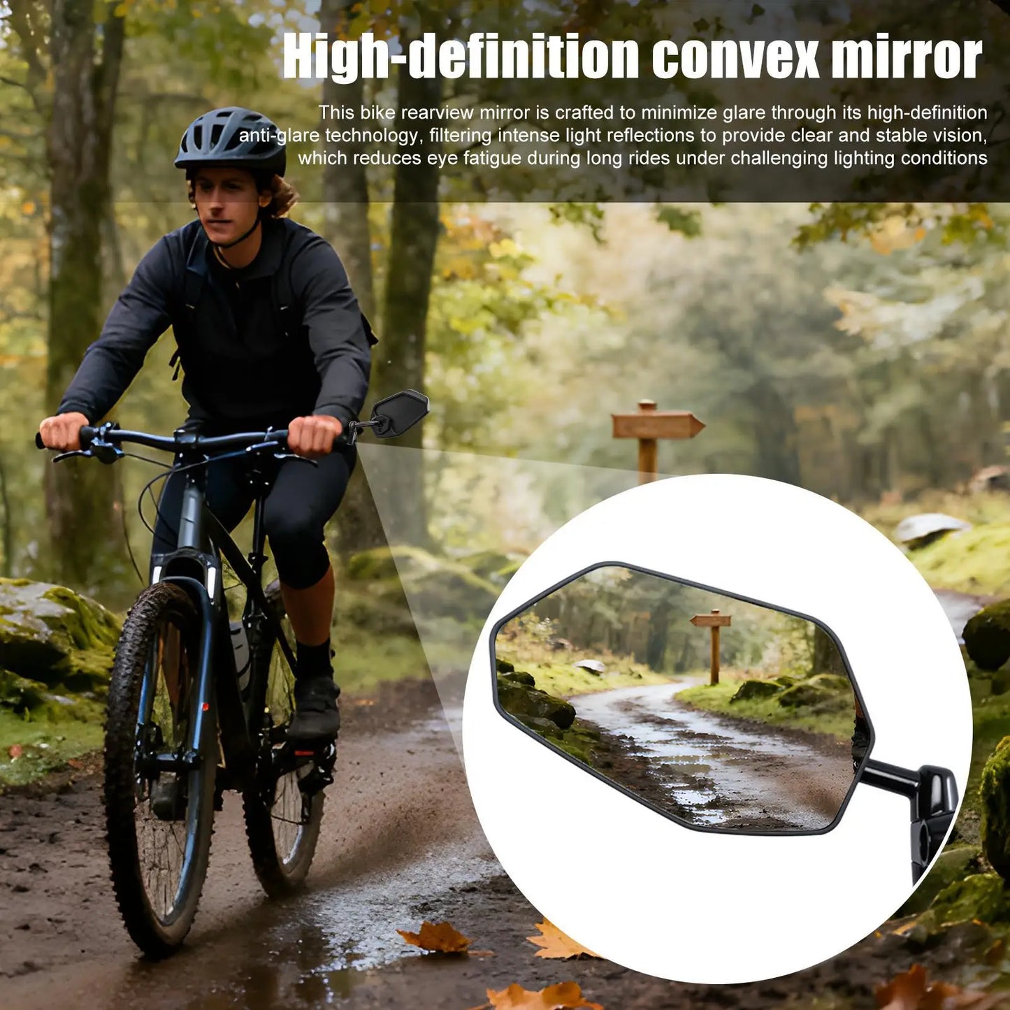 HD Convex Bike Rearview Mirror – 360° Adjustable Left Side