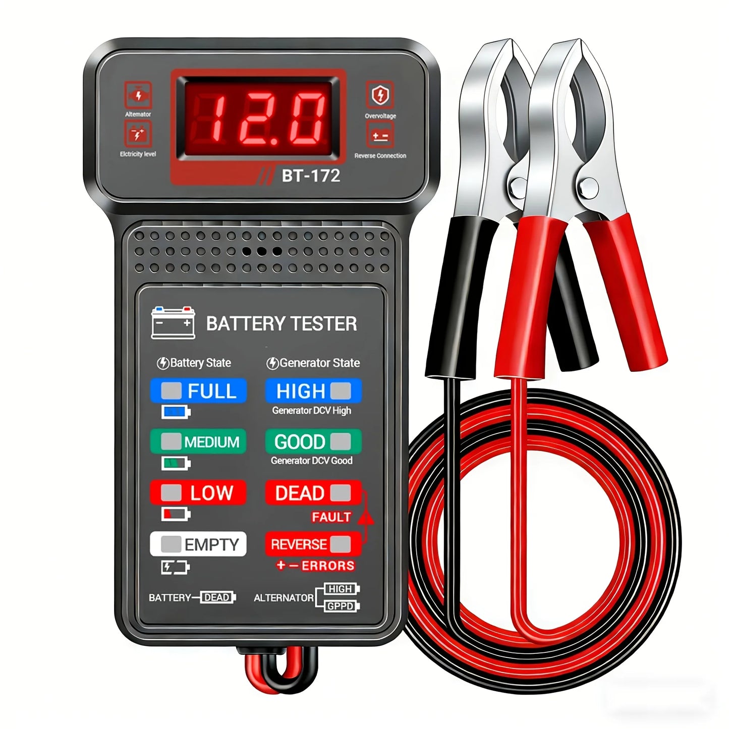 Smart Car Battery Tester – One-Click Diagnosis & Fault Check Peaceful Pleasures Health and Wellness black